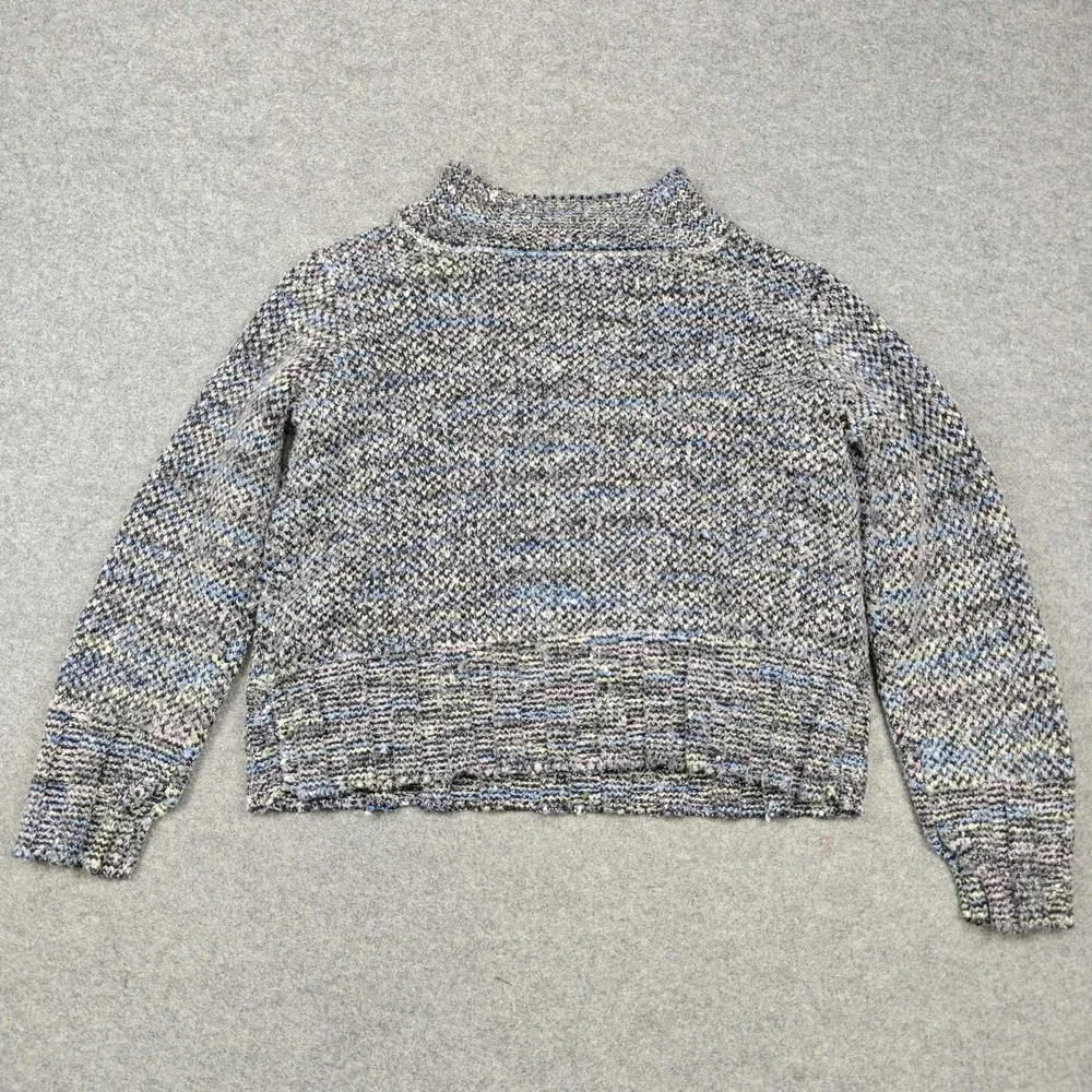 Free People Sweater Womens Small Gray Marled Chunky Knit Mock Neck Pullover